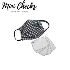 2-4-1 Mini Checks - Cotton Masks with Filter pocket and 5 PM2.5 Filters
